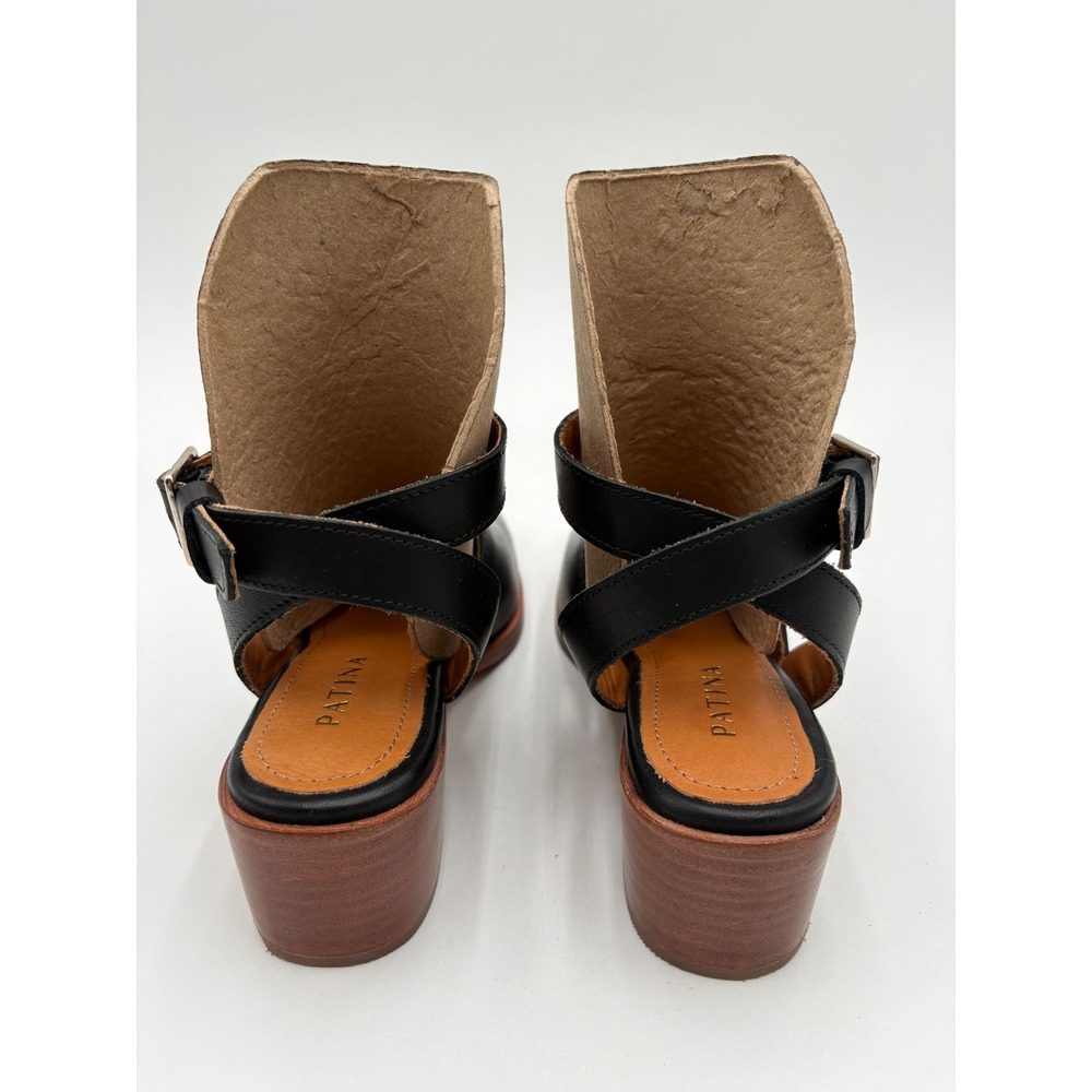 Patina Footwear Black Leather Ankle Strap Block Heel Pointed Toe Shoes 5.5 - Picture 8 of 10
